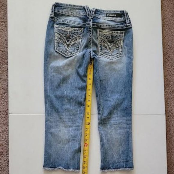Vigoss the Dallas Capris Jeans Womens Size 3/4x21 Blue Denim 5 Pocket - Picture 2 of 6